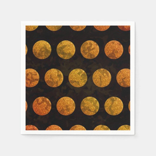 Schwarzer und orangefarbener Polka-Punkt Serviette (Vorderseite)