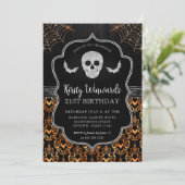 Schwarzer und orangefarbener Schädel und Koblaufba Einladung (Stehend Vorderseite)