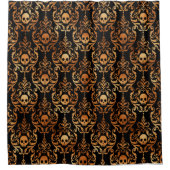 Schwarzer und orangefarbener Schädelduschvorhang Duschvorhang (Vorderseite)