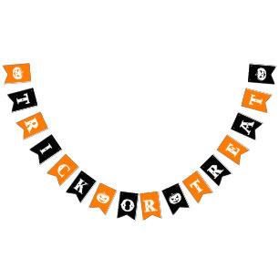 Schwarzer und orangefarbener Trick oder Halloween- Wimpelkette
