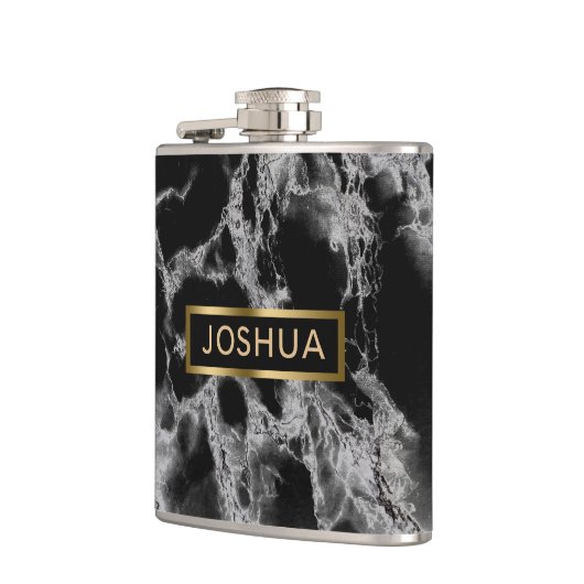 Schwarzer und rauchgrauer Marmorstein Flachmann (Links)