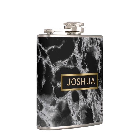 Schwarzer und rauchgrauer Marmorstein Flachmann (Rechts)