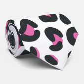 Schwarzer und rosa Leoparddruck Krawatte (Gerollt)