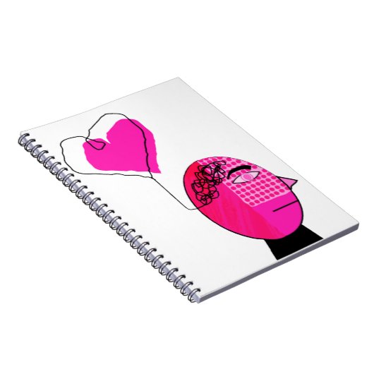 Schwarzer und rosa Mann mit Liebe im Kopf Notizblock (Rechte Seite)