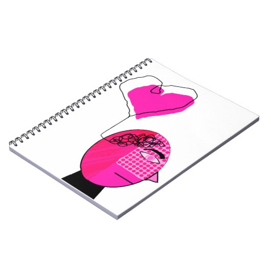 Schwarzer und rosa Mann mit Liebe im Kopf Notizblock (Linke Seite)