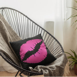 Schwarzer und rosa Ombre-Lippenstift-Kuss Kissen