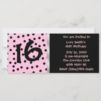 Schwarzer und rosa Punkt Geburtstag Einladung
