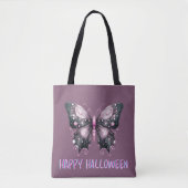 Schwarzer und rosa Schmetterling Frohe Halloween Tasche (Vorderseite)