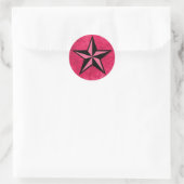 Schwarzer und rosa Star Runder Aufkleber (Tasche)