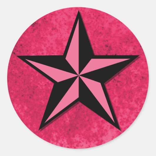 Schwarzer und rosa Star Runder Aufkleber (Vorderseite)
