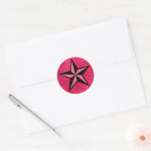 Schwarzer und rosa Star Runder Aufkleber (Umschlag)