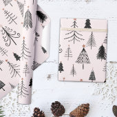 Schwarzer und rosa Weihnachtsbaum Geschenkpapier