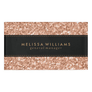 Schwarzer und Rose-Gold-Glitzer Namenschild