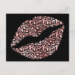Schwarzer und Roségold Leopard-Fleck Lippenstift-K Postkarte
