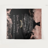 Schwarzer und roségoldener Hintergrund zum 15. Geb Wandteppich (Vorderseite (Horizontal))