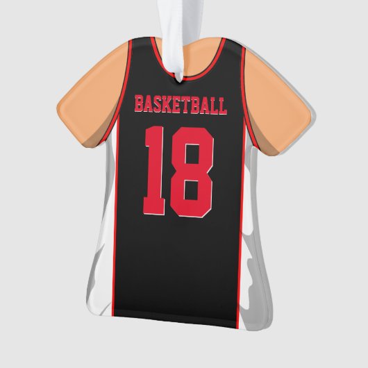 Schwarzer und roter Basketball Ornament (Vorderseite)