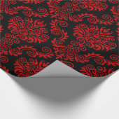 Schwarzer und roter Damast| Wrackpapier Geschenkpapier (Ecke)