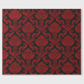 Schwarzer und roter Damast| Wrackpapier Geschenkpapier (Flach)