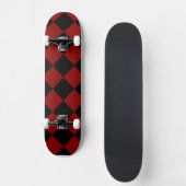 Schwarzer und roter Diamant-Schachbrett-Druck Skateboard (Vorderseite)
