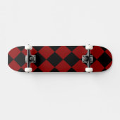 Schwarzer und roter Diamant-Schachbrett-Druck Skateboard (Horizontal)