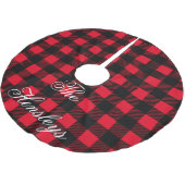 Schwarzer und roter karierter kundenspezifischer polyester weihnachtsbaumdecke (Schrägansicht)