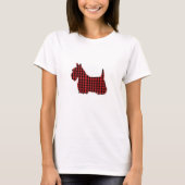 Schwarzer und roter karierter Scottie-Hund T-Shirt (Vorderseite)
