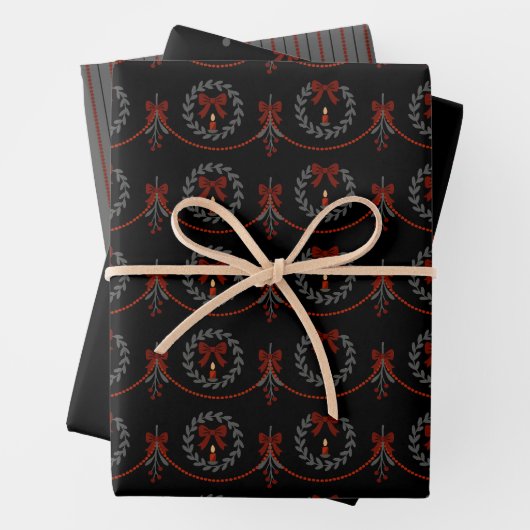 Schwarzer und roter Kranz viktorianischer gothisch Geschenkpapier Set (Beispiel)