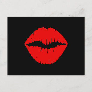 Schwarzer und roter Lippenstift Postkarte