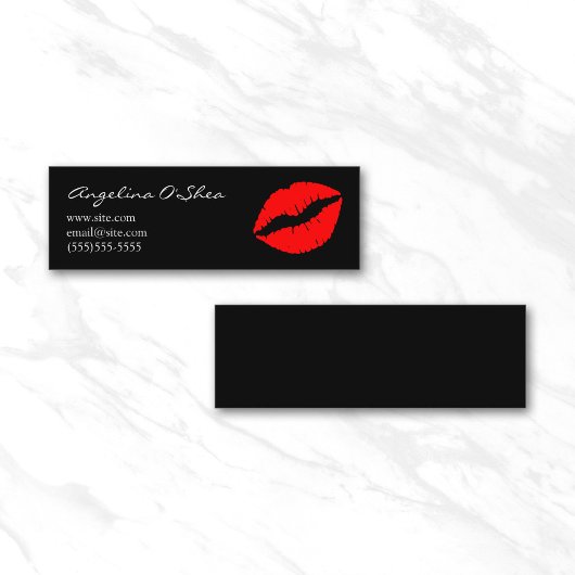 Schwarzer und roter Lipstick Mini Visitenkarte