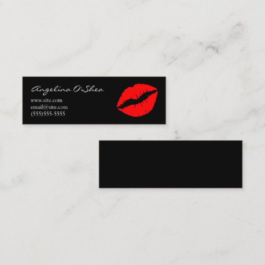 Schwarzer und roter Lipstick Mini Visitenkarte (Vorne/Hinten)