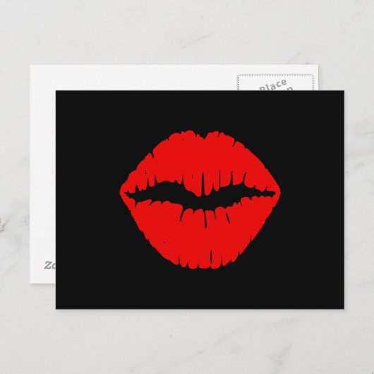 Schwarzer und roter Lipstick Postkarte (Vorne/Hinten)