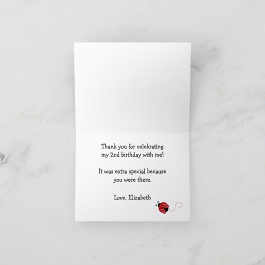 Schwarzer und roter Marienkäfer danken Ihnen Dankeskarte (Innenseite)