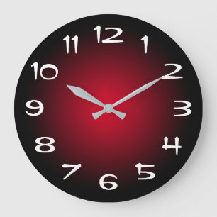 Schwarzer und roter radialer Farbverlauf Große Wanduhr