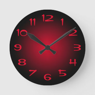 Schwarzer und roter radialer Farbverlauf Runde Wanduhr