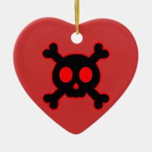 Schwarzer und roter Schädel Keramikornament