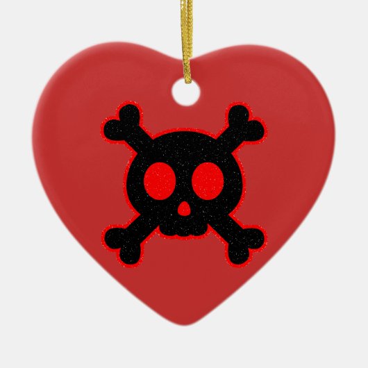 Schwarzer und roter Schädel Keramikornament (Vorne)