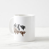Schwarzer und roter Text "Sut It Up Buttercup" Kaffeetasse (Vorderseite Links)