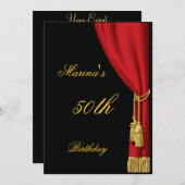 Schwarzer und roter Vorhang Einladung zum Geburtst (Vorne/Hinten)