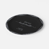 Schwarzer und Silberbarscher Junggeselinnen-Abschi Pappteller (Schrägansicht)