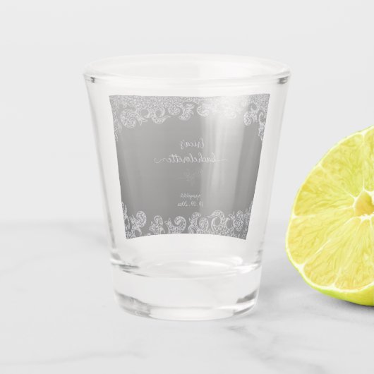 Schwarzer und Silberbarscher Junggeselinnen-Abschi Schnapsglas (Rückseite)