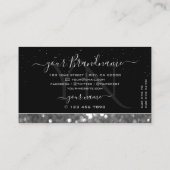 Schwarzer und Silberfunkel-Glitzer Diamonds Monogr Visitenkarte (Rückseite)