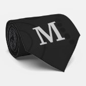 Schwarzer und silberner Damast mit Monogramm Krawatte (Gerollt)