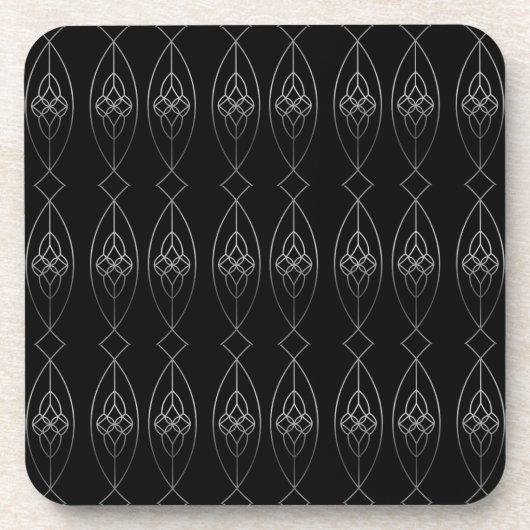 Schwarzer und Silberner Deko Getränkeuntersetzer (Vorderseite)