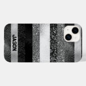 Schwarzer und Silberner Glitzer Case-Mate iPhone Hülle (Rückseite (Horizontal))