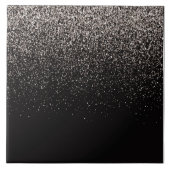 Schwarzer und Silberner Glitzer Fliese (Vorderseite)