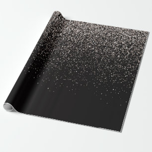 Schwarzer und Silberner Glitzer Geschenkpapier