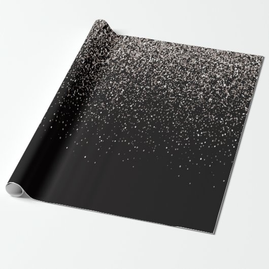 Schwarzer und Silberner Glitzer Geschenkpapier (Ungerollt)