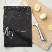 Schwarzer und Silberner Glitzer Geschirrtuch (Viertel Falte)