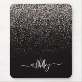 Schwarzer und Silberner Glitzer Mousepad (Vorne)