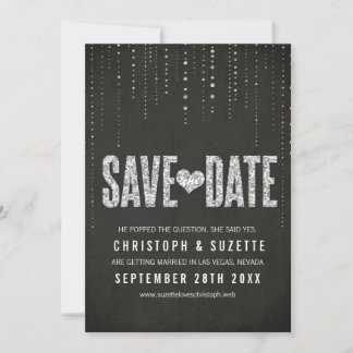 Schwarzer und Silberner Glitzer Save the Date auss